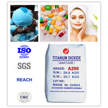 99% Pureza Anatase saludable Dióxido de titanio para alimentos y cosméticos (A200)